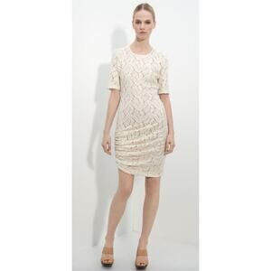 A.L.C. Jagger Cream Ivory Lace Ruched Side Bodycon Dress 8 $390
